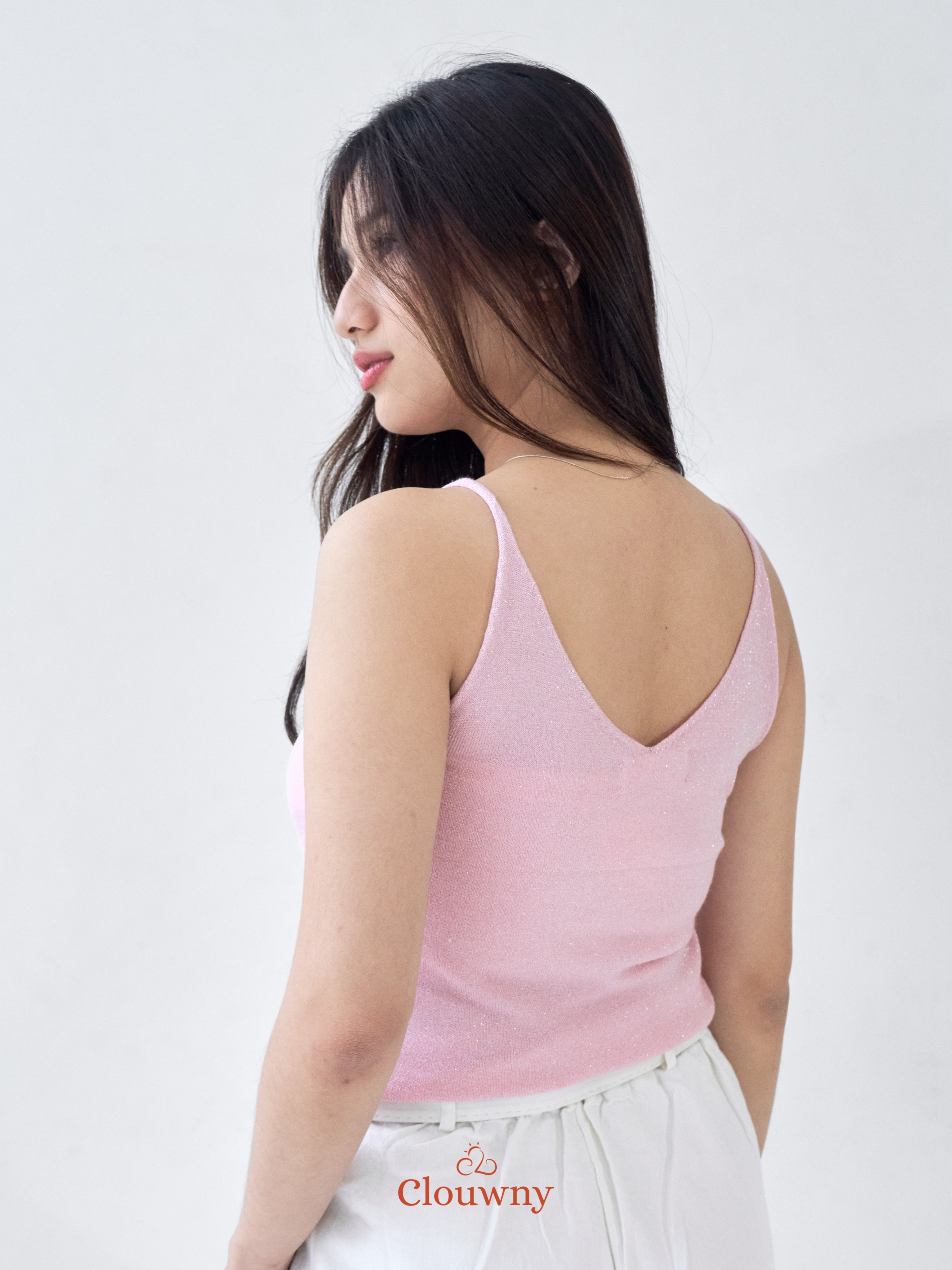 Dela Spaghetti Glitter Tanktop - Pink